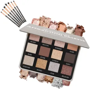 Eyeshadow Brush Set (Rose Gold) with Glam Smokey Eyeshadow Palette