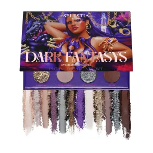 Eyeshadow Palette Dark Fantasys – 12 High Pigment, Blendable Shades – Long-Lasting & Smudge-Proof – Matte, Satin, Shimmer & Glitter Finishes – 0.47 oz