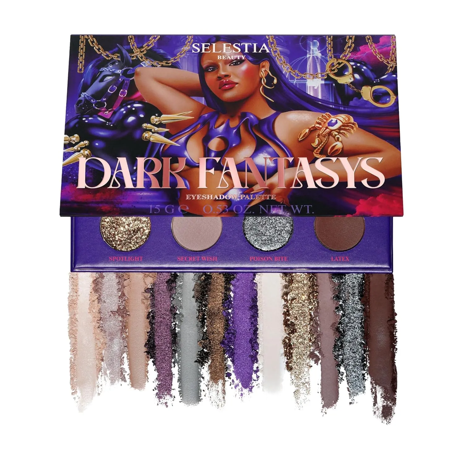 Eyeshadow Palette Dark Fantasys – 12 High Pigment, Blendable Shades – Long-Lasting & Smudge-Proof – Matte, Satin, Shimmer & Glitter Finishes – 0.47 oz