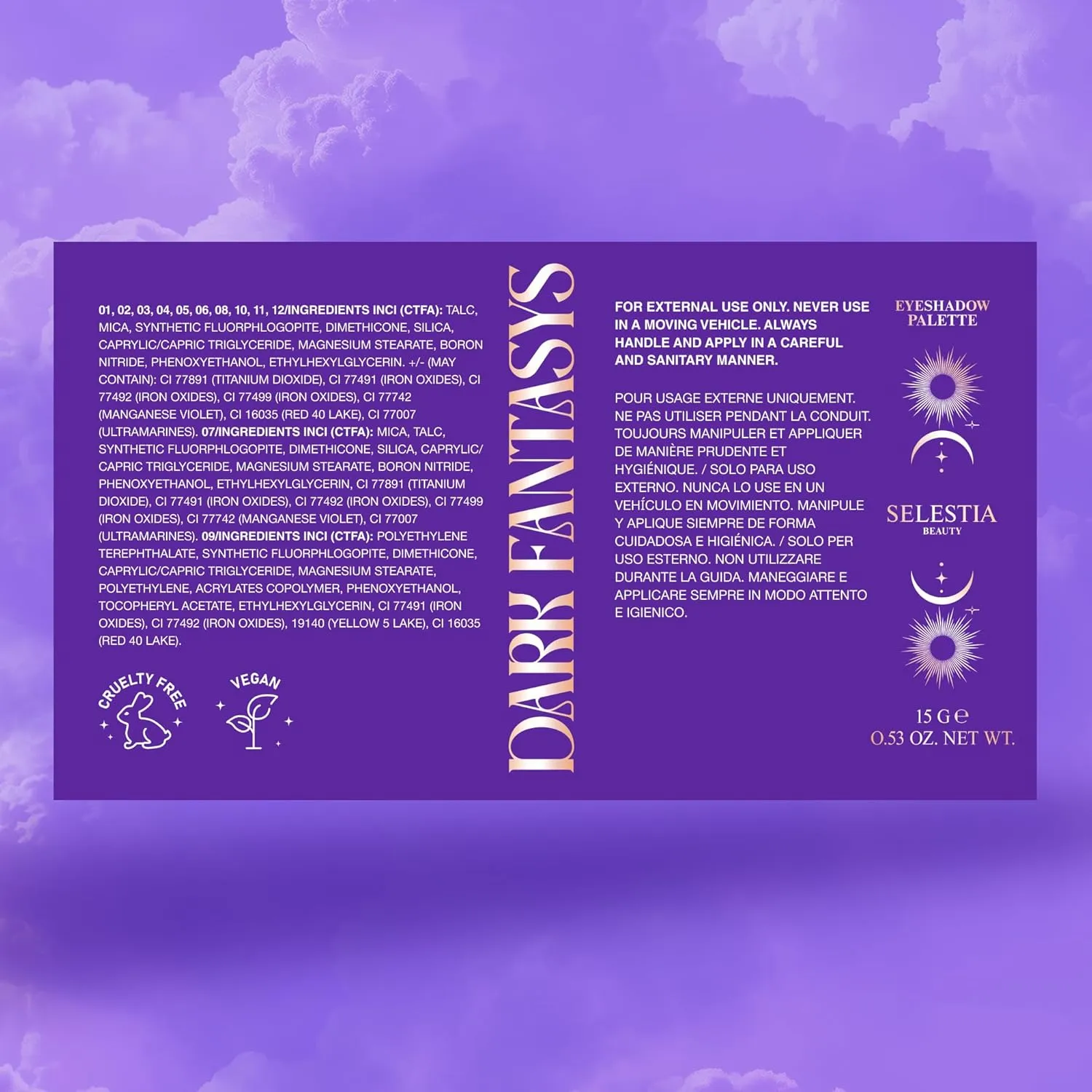 Eyeshadow Palette Dark Fantasys – 12 High Pigment, Blendable Shades – Long-Lasting & Smudge-Proof – Matte, Satin, Shimmer & Glitter Finishes – 0.47 oz
