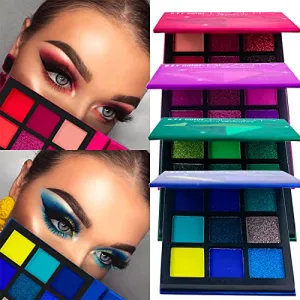 Eyeshadow Palette Glitter, 36 Colorful Eye Shadow Matte Professional Makeup Eye Shadow Powder Long Lasting Waterproof Cosmetic Palette Easy To Blend Shimmer Eyeshadow Powder (4 Colors)