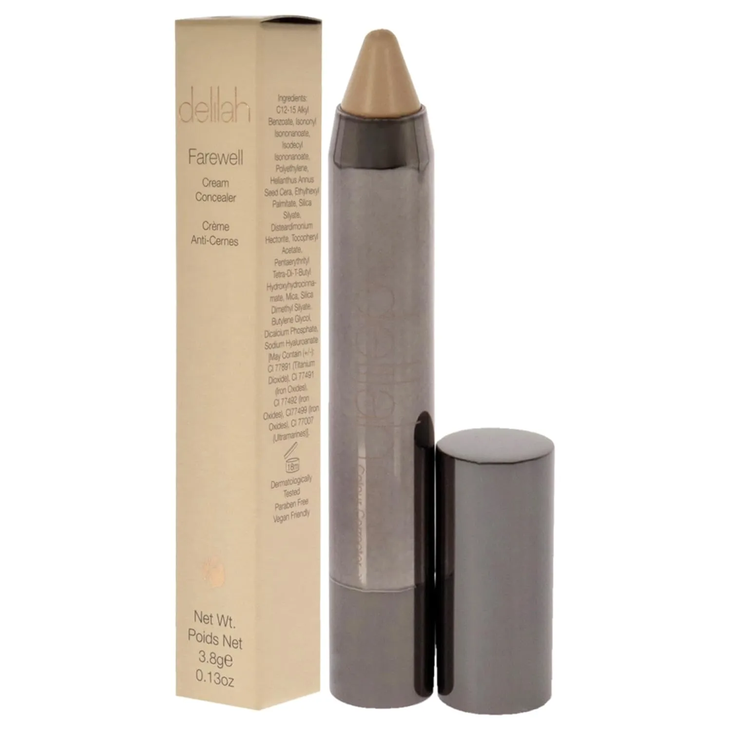 Farewell Cream Concealer, Linen, Full Coverage, Hyaluronic Filling, Moisturizing, Creamy, Smoother Color Correcting Makeup, Cruelty Free, 0.13 Oz