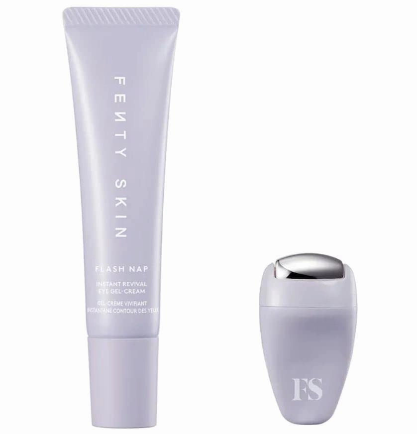 Fenty Skin Flash Nap Instant Revival Priming Eye Gel-Cream With Green Tea   Persian Silk Tree 0.5 oz/ 15 mL   Eye Massage Tool
