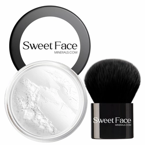 FINISHING POWDER with KABUKI BRUSH Mineral Makeup Setting Illuminating Bare Face Oil Control Corrector Concealer Full Coverage