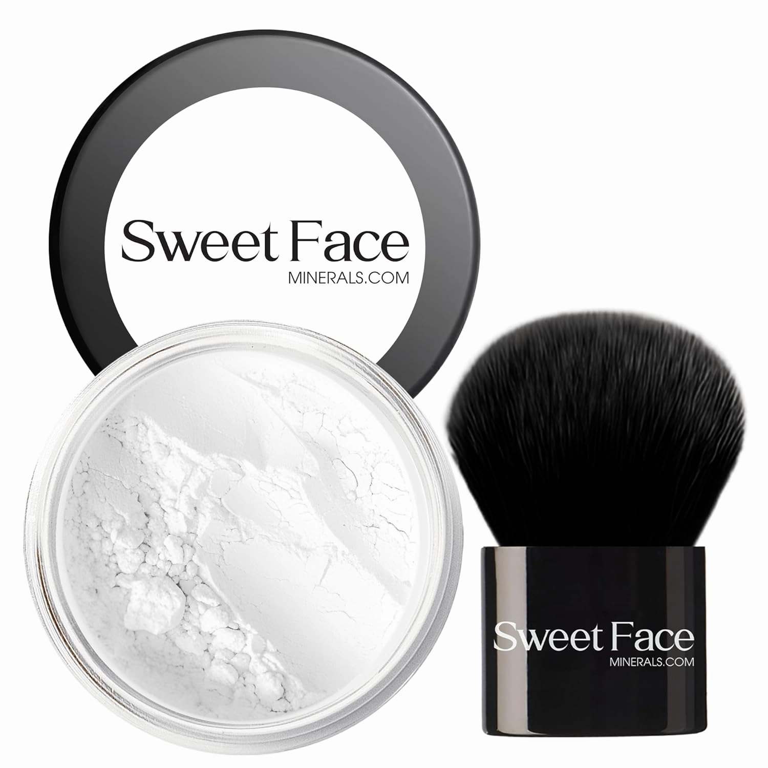 FINISHING POWDER with KABUKI BRUSH Mineral Makeup Setting Illuminating Bare Face Oil Control Corrector Concealer Full Coverage