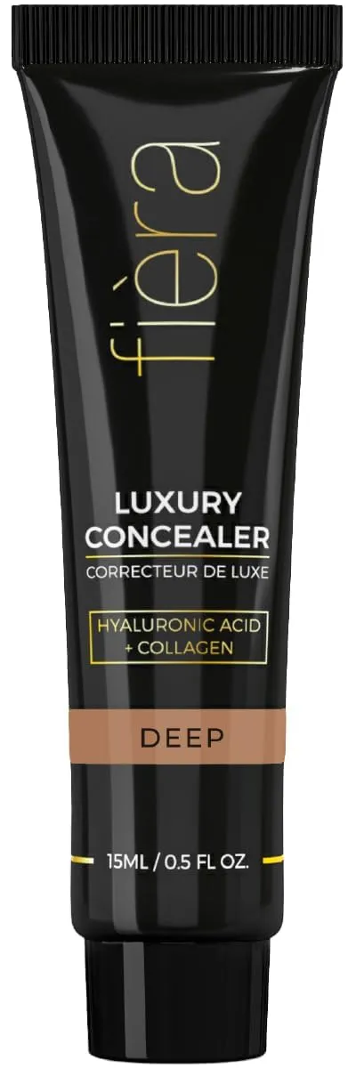 Fièra Luxury Concealer & Foundation with Anti-Aging Ingredients - Full Coverage for Dark Circles, Wrinkles, Fine Lines, and Spots, All-Day Wear For Mature Skin - Deep, 0.5 FL. OZ. / 15 ML