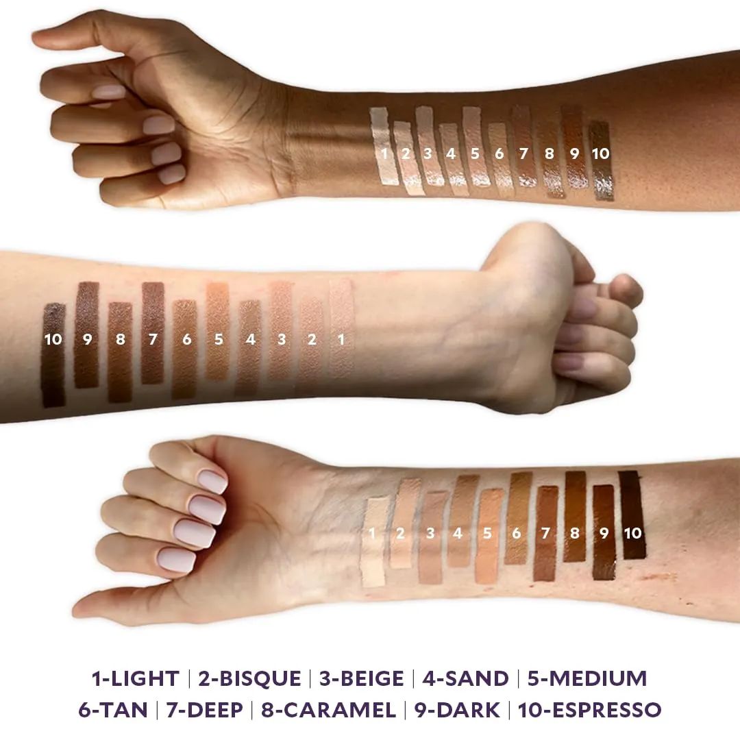 Fièra Luxury Concealer & Foundation with Anti-Aging Ingredients - Full Coverage for Dark Circles, Wrinkles, Fine Lines, and Spots, All-Day Wear For Mature Skin - Deep, 0.5 FL. OZ. / 15 ML