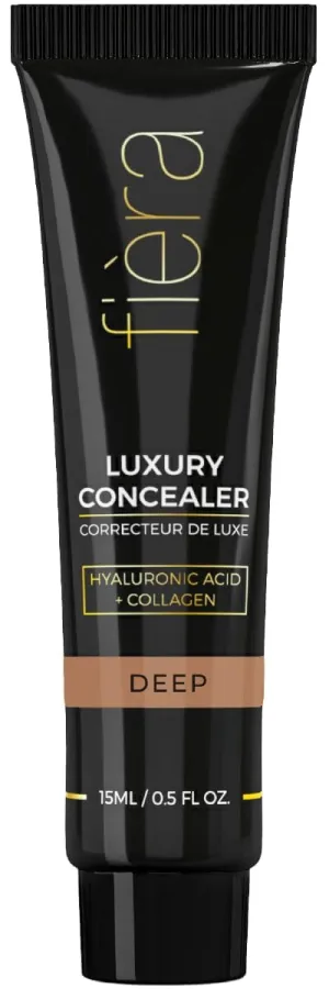 Fièra Luxury Concealer & Foundation with Anti-Aging Ingredients - Full Coverage for Dark Circles, Wrinkles, Fine Lines, and Spots, All-Day Wear For Mature Skin - Deep, 0.5 FL. OZ. / 15 ML