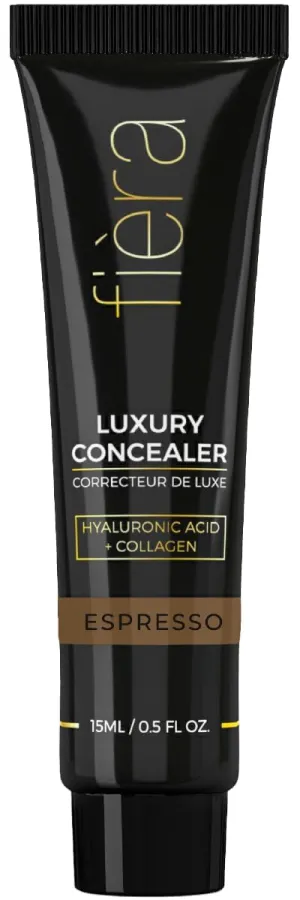 Fièra Luxury Concealer & Foundation with Anti-Aging Ingredients - Full Coverage for Dark Circles, Wrinkles, Fine Lines, and Spots, All-Day Wear For Mature Skin - Espresso, 0.5 FL. OZ. / 15 ML