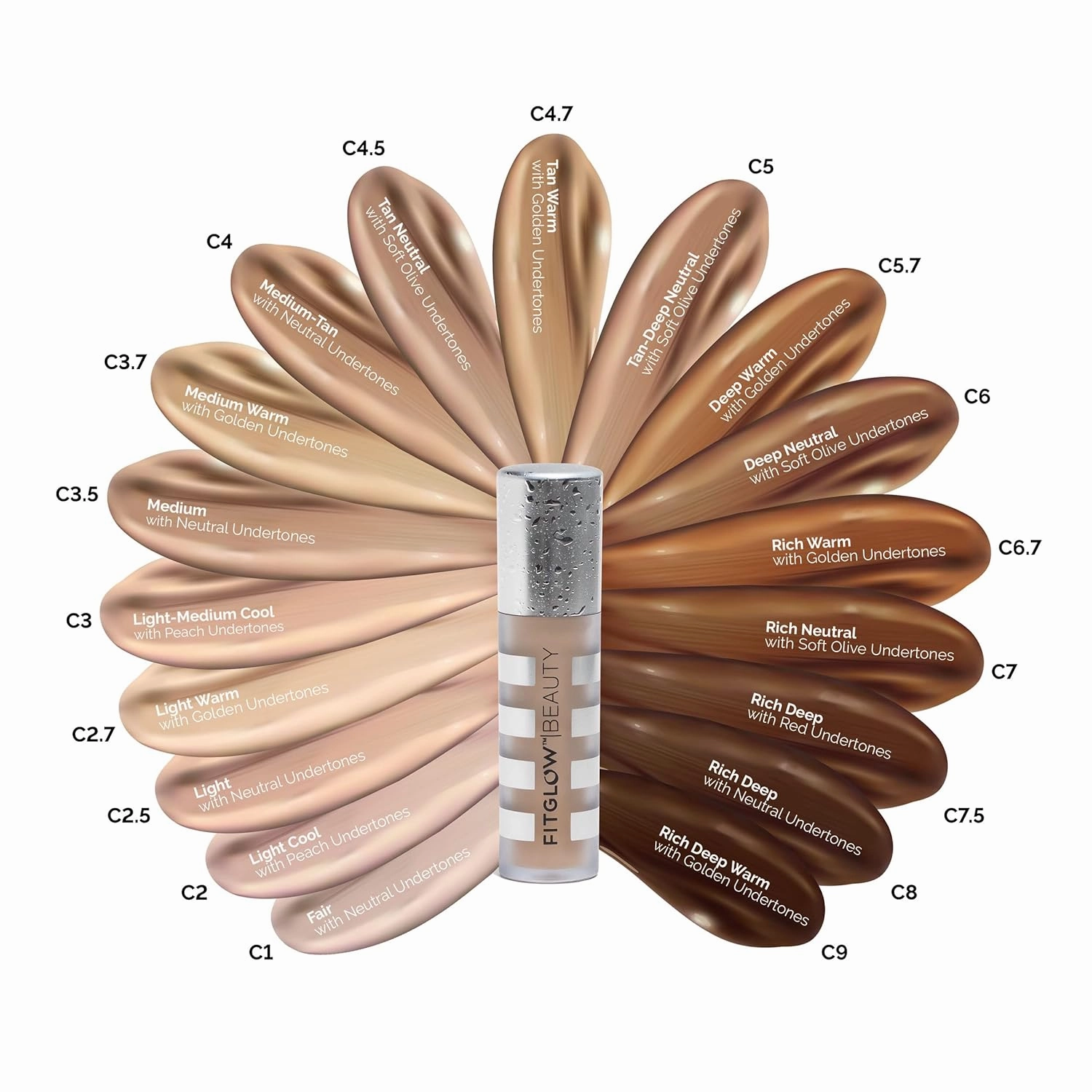 Fitglow Beauty - Natural Conceal  Full Coverage Concealer | Vegan, Woman-Owned Clean Beauty (C7.5 - Rich Deep, Red Undertones)