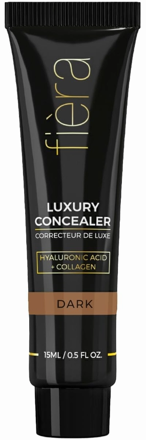 Fièra Luxury Concealer & Foundation with Anti-Aging Ingredients - Full Coverage for Dark Circles, Wrinkles, Fine Lines, and Spots, All-Day Wear For Mature Skin - Dark, 0.5 FL. OZ. / 15 ML