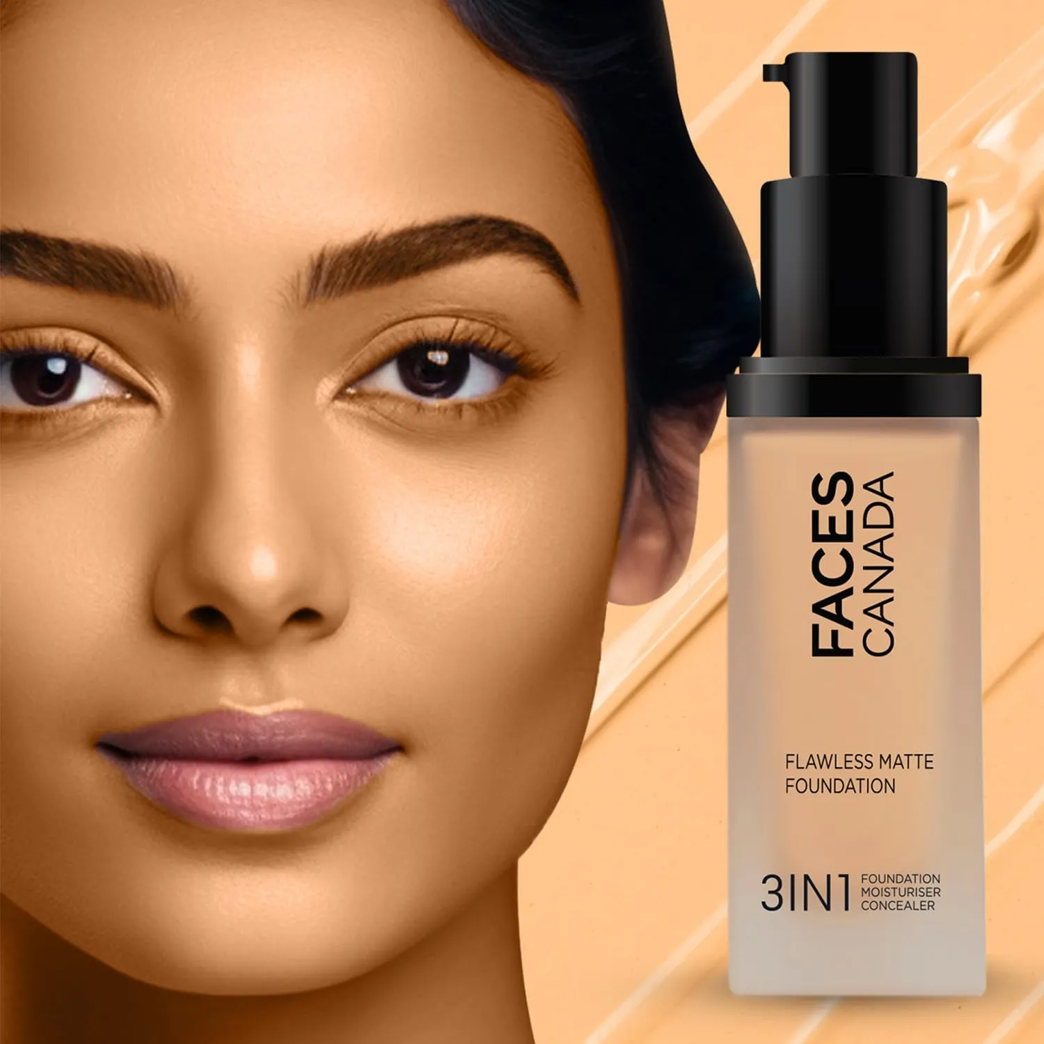 Flawless Matte Foundation, Absolute Ivory, 3-in-1 Foundation with Moisturizer and Concealer, 30 ml, 12 Hour Hydration (Golden Beige 032, 30 ml (Pack of 1))