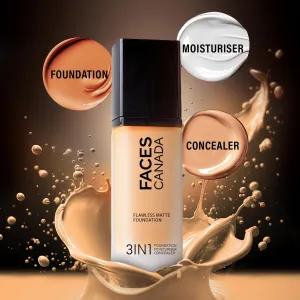Flawless Matte Foundation, Absolute Ivory, 3-in-1 Foundation with Moisturizer and Concealer, 30 ml, 12 Hour Hydration (Golden Beige 032, 30 ml (Pack of 1))