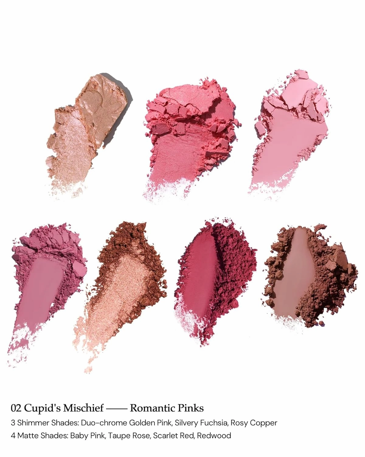 Flower Knows Strawberry Cupid Makeup Palette,Eyeshadow,Blush,Highlighting & Contour All-in-One Face Makeup Palette with 4 Matte 3 Shimmer Pink Shades(S02 Cupid's Mischief,0.49 Oz)