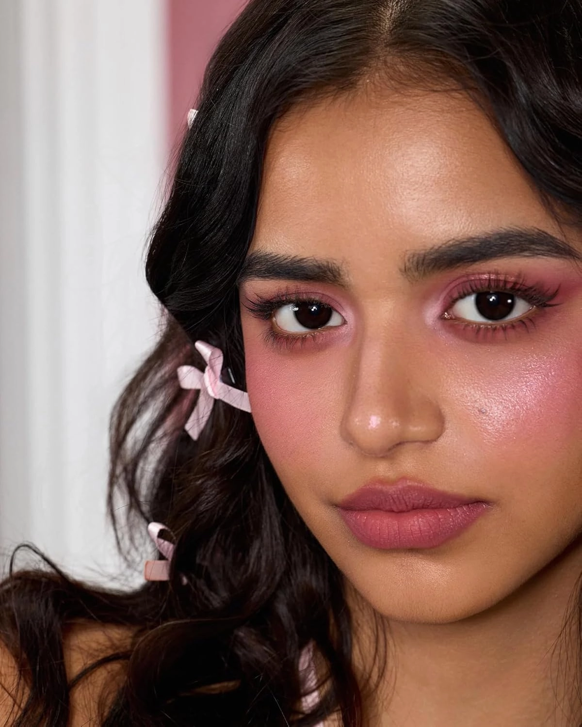 Flower Knows Strawberry Cupid Makeup Palette,Eyeshadow,Blush,Highlighting & Contour All-in-One Face Makeup Palette with 4 Matte 3 Shimmer Pink Shades(S02 Cupid's Mischief,0.49 Oz)