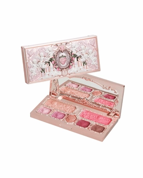 Flower Knows Strawberry Cupid Makeup Palette,Eyeshadow,Blush,Highlighting & Contour All-in-One Face Makeup Palette with 4 Matte 3 Shimmer Pink Shades(S02 Cupid's Mischief,0.49 Oz)