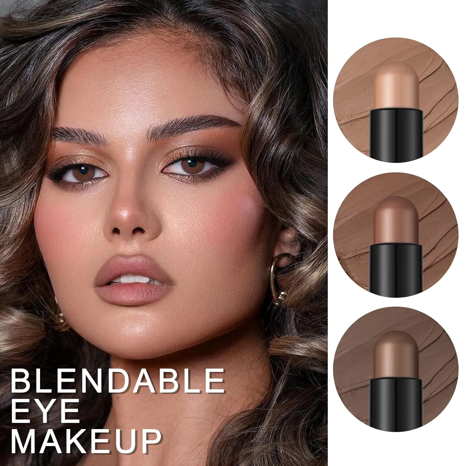 FOCALLURE 3 Pcs Cream Eyeshadow Stick,Shimmer Eyeshadow Pencil Crayon,Crease-proof Eye Shadow Brightener Stick Sets,Long Lasting Waterproof Eye Shadow Highlighter Stick Make up (Oh So Nude)