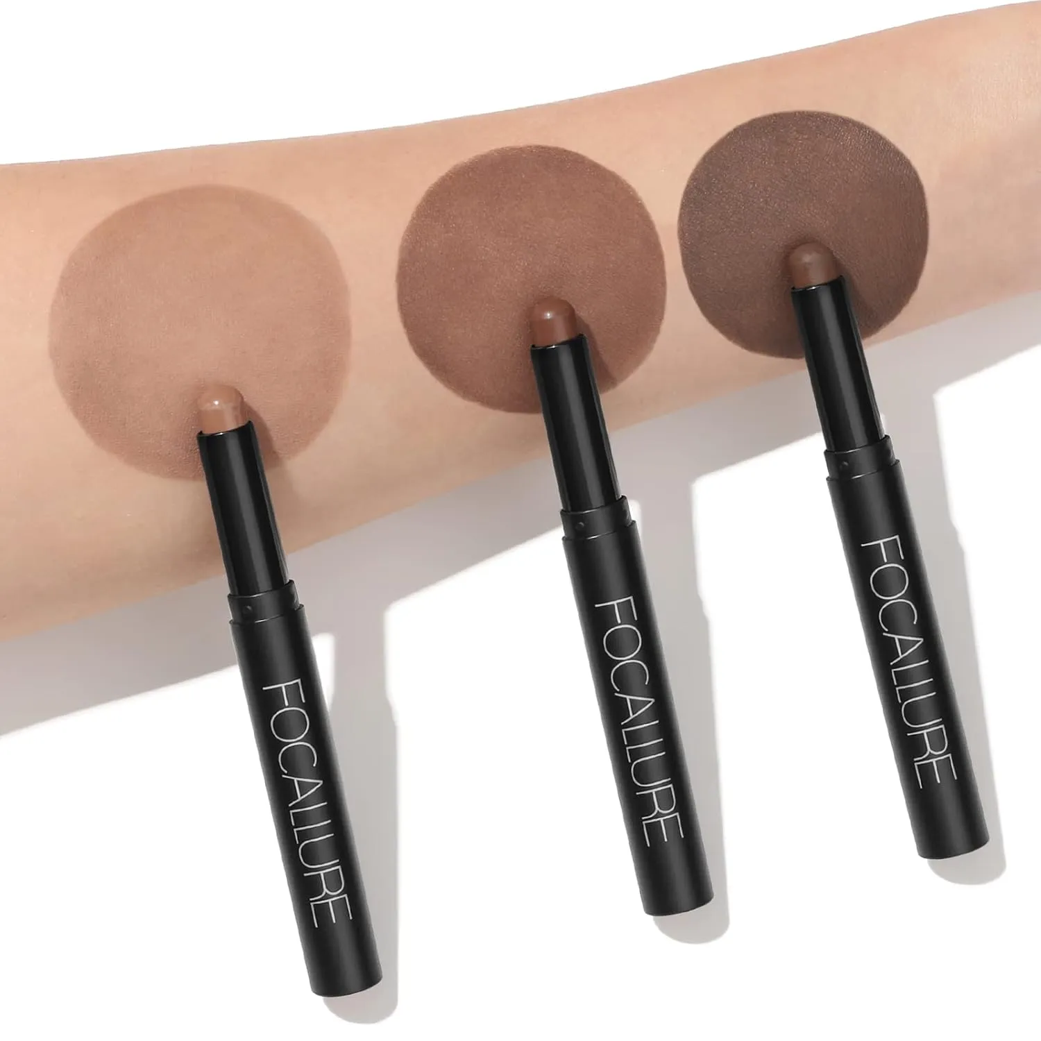 FOCALLURE 3 Pcs Cream Eyeshadow Stick,Shimmer Eyeshadow Pencil Crayon,Crease-proof Eye Shadow Brightener Stick Sets,Long Lasting Waterproof Eye Shadow Highlighter Stick Make up (Oh So Nude)