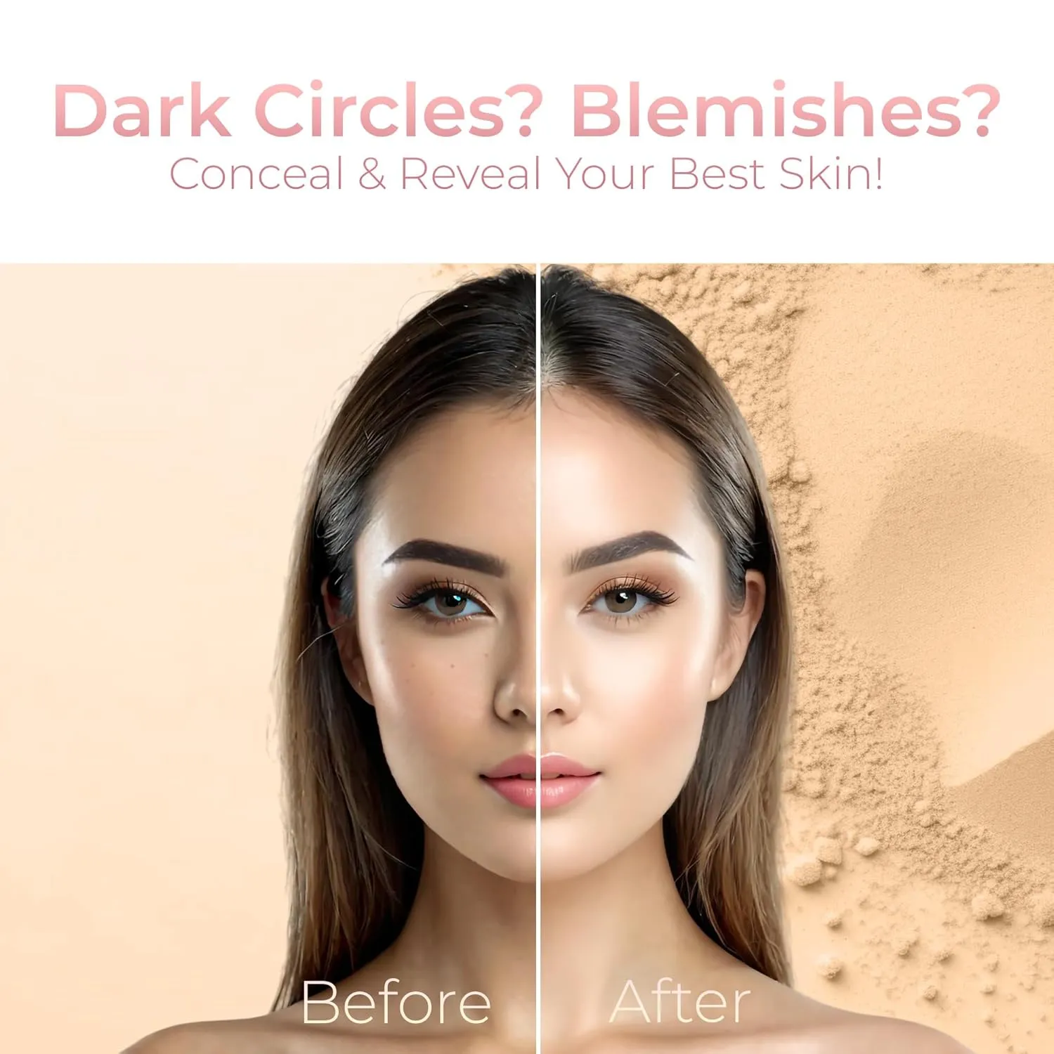 FOUNDATION & CONCEALER DUO (WARM & MEDIUM CONCEALER) Mineral Makeup Kit Full Size Set Matte Bare Face Sheer Powder Cover