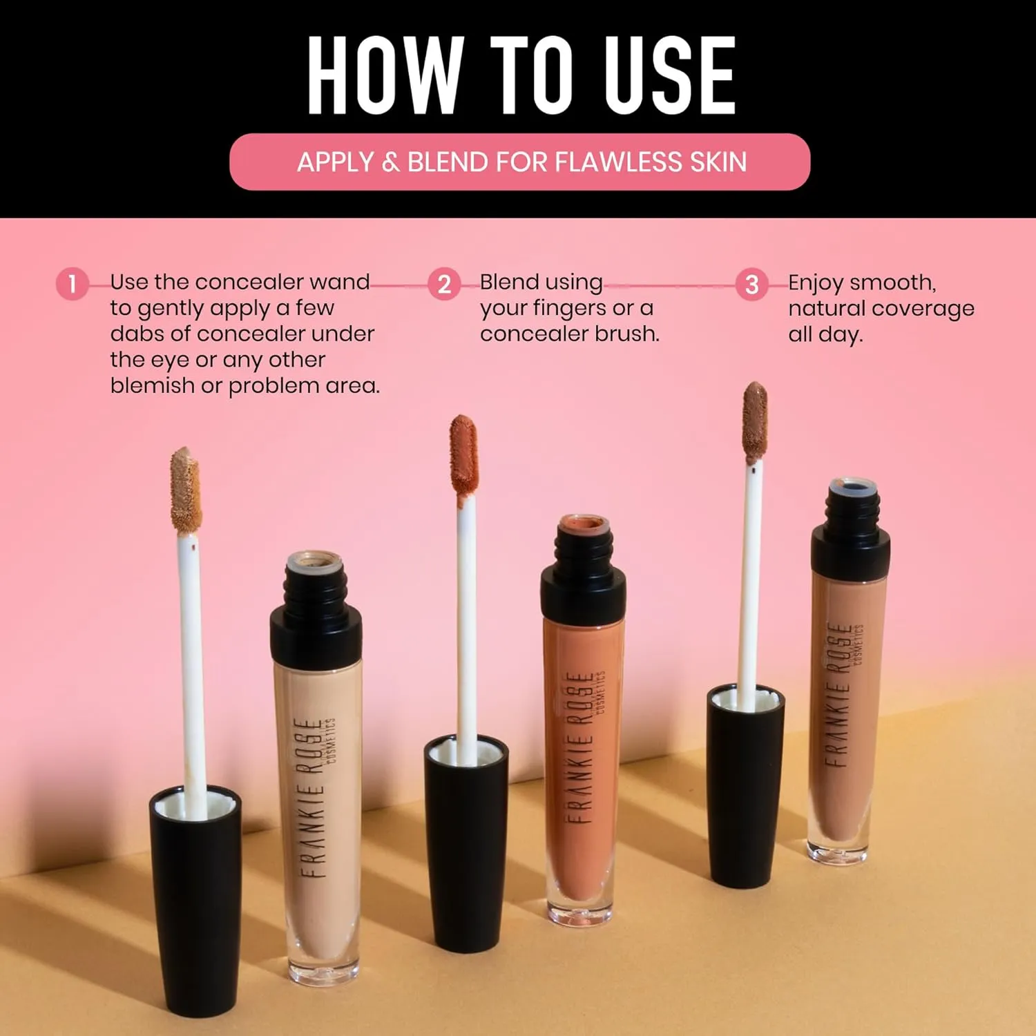 Frankie Rose Cosmetics Our Lil' Secret Concealer Sweat-Proof & Matte Under Eye Concealer, Long Lasting Full Coverage For Fine Lines, Dark Circles & Hide Imperfections - Chai