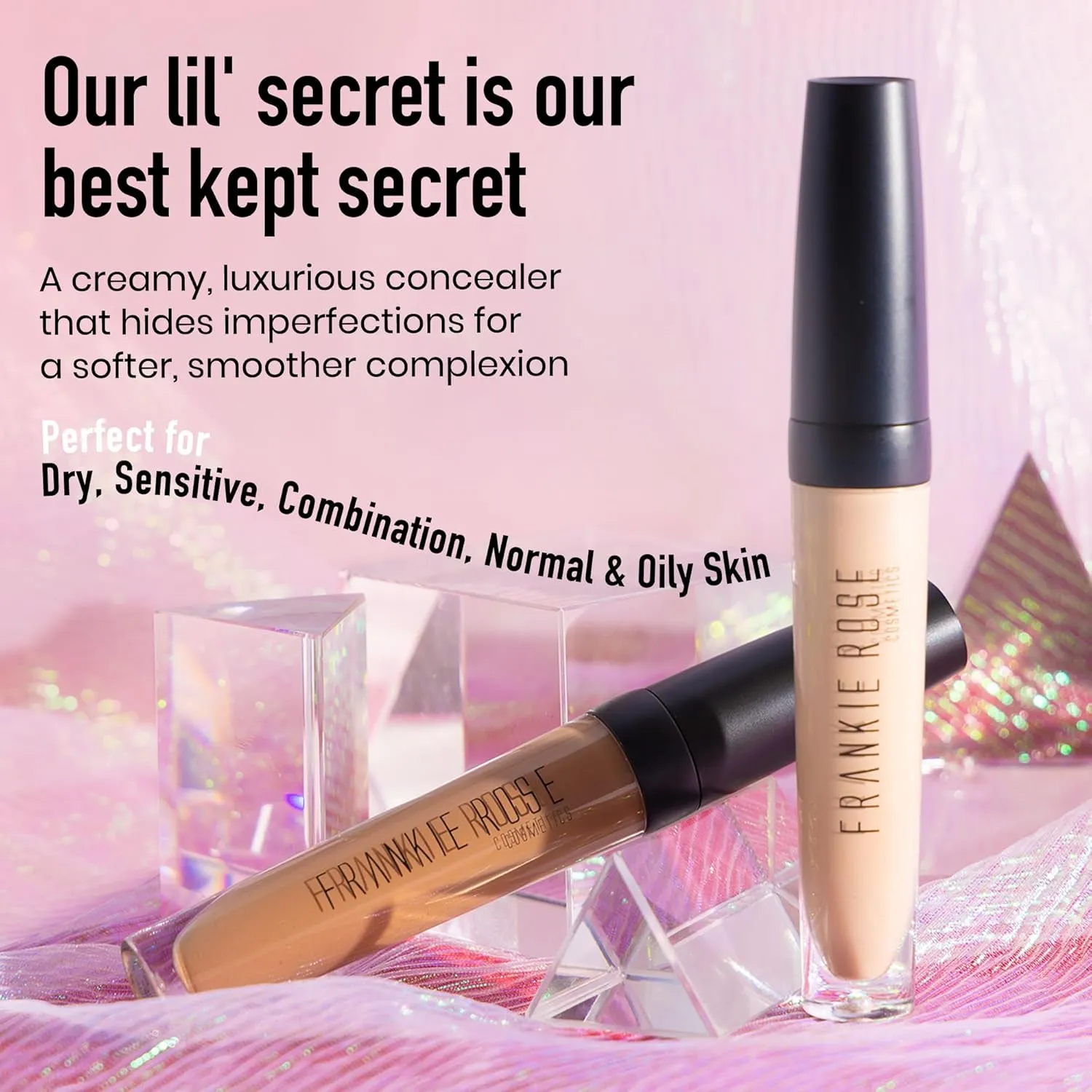 Frankie Rose Cosmetics Our Lil' Secret Concealer Sweat-Proof & Matte Under Eye Concealer, Long Lasting Full Coverage For Fine Lines, Dark Circles & Hide Imperfections - Chai