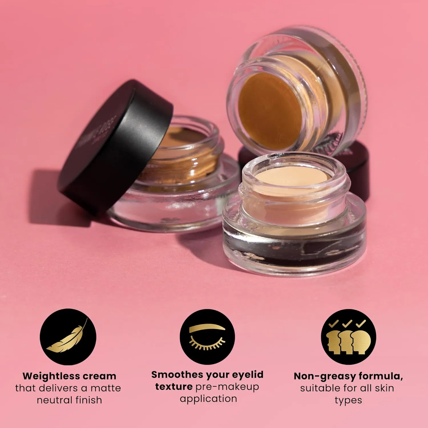 Frankie Rose Weightless Cream Eyeshadow Primer | Long-Lasting Eyelid Primer & Eyeshadow Base, Non-Greasy Formula Eye Primer - Tinted Eyeshadow Primer For All Skin Tones, Dark