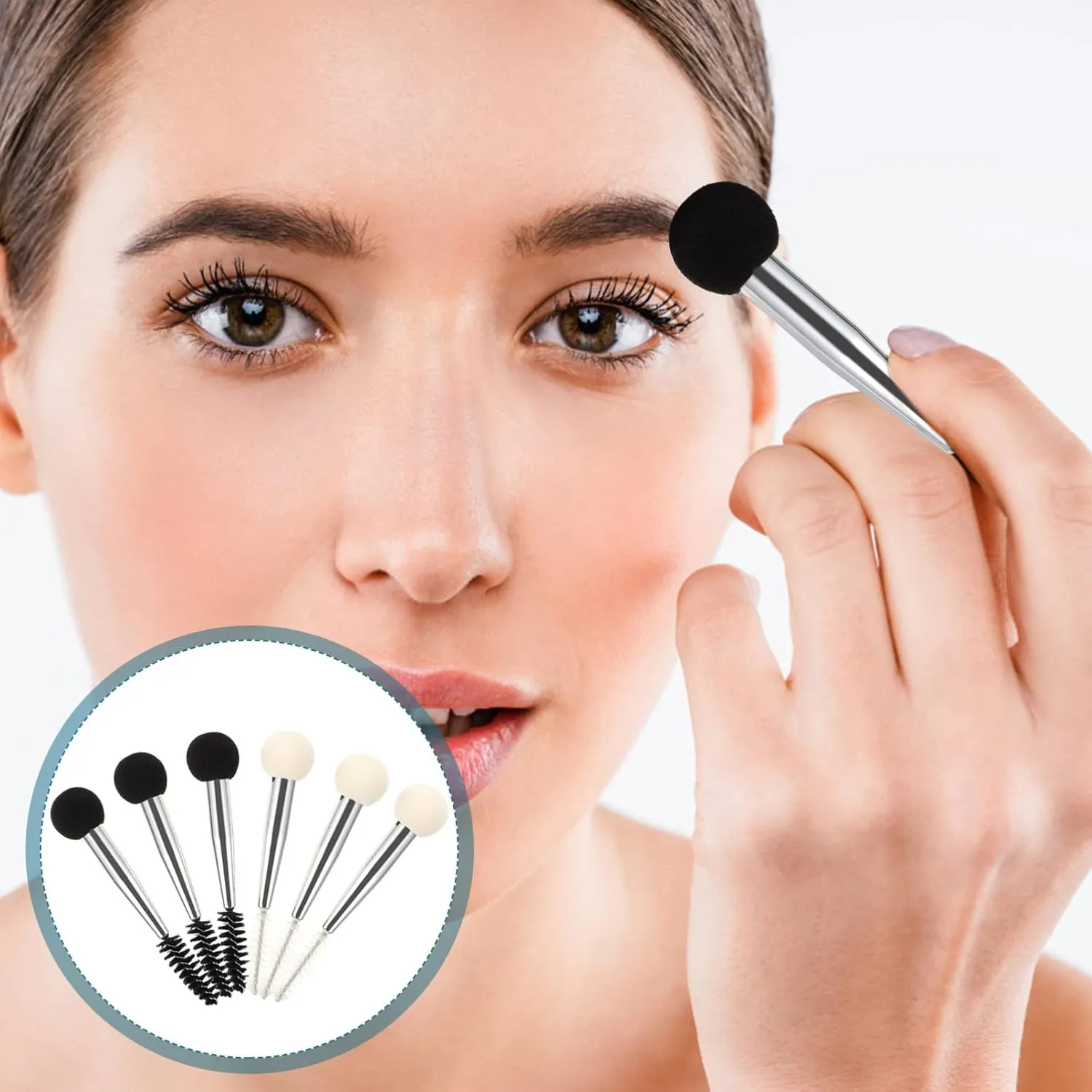FRCOLOR 24pcs Dual-ended Makeup Brush Eyebrow Sponge Stamp Eyelash Applicator Versatile Tools for Quick and Makeup Application for Women and Enthusiasts