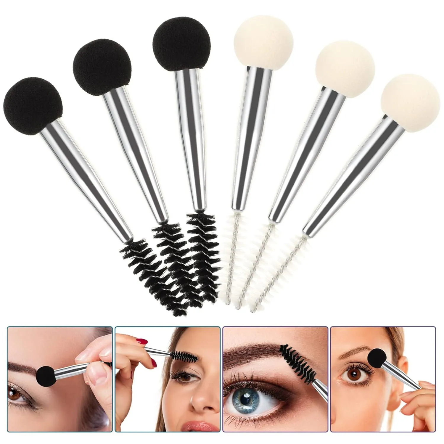 FRCOLOR 24pcs Dual-ended Makeup Brush Eyebrow Sponge Stamp Eyelash Applicator Versatile Tools for Quick and Makeup Application for Women and Enthusiasts