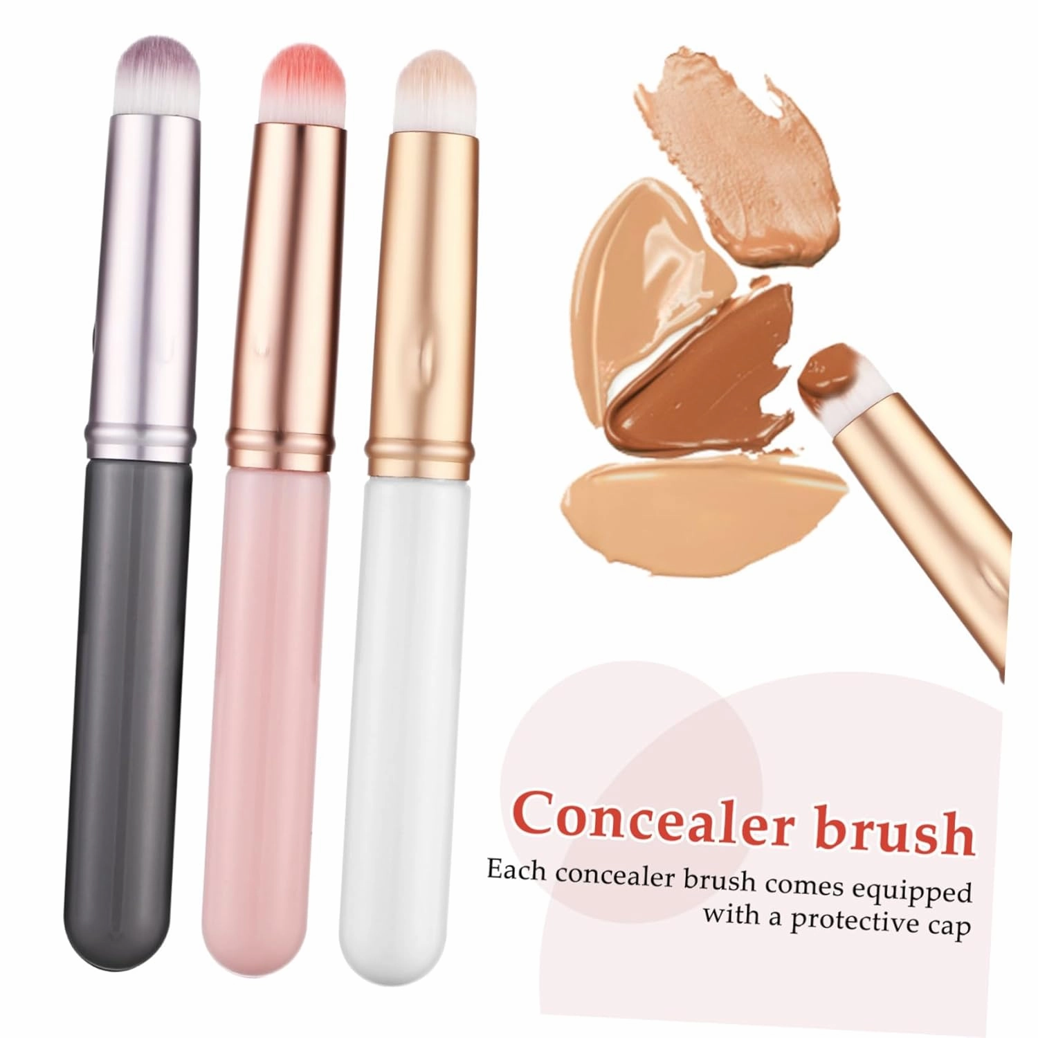 FRCOLOR 15pcs Concealer Brushes Caps Soft Synthetic Lip Applicator for Precise Makeup Travel-friendly Cosmetic Tools for Beginners