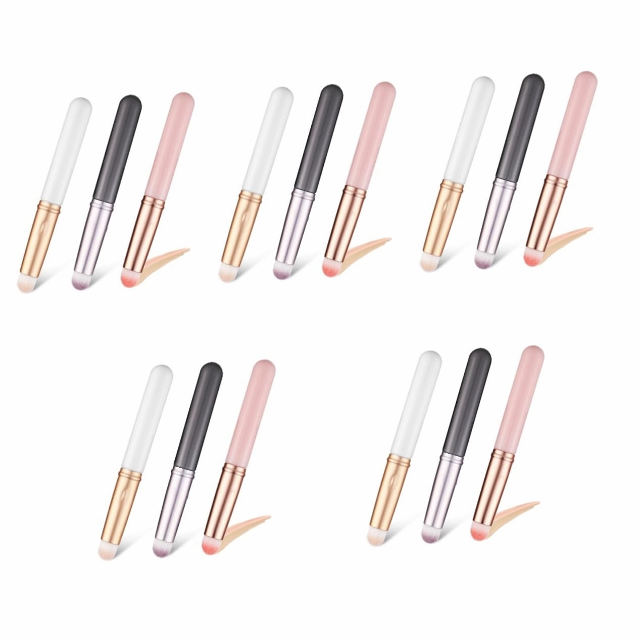 FRCOLOR 15pcs Concealer Brushes Caps Soft Synthetic Lip Applicator for Precise Makeup Travel-friendly Cosmetic Tools for Beginners