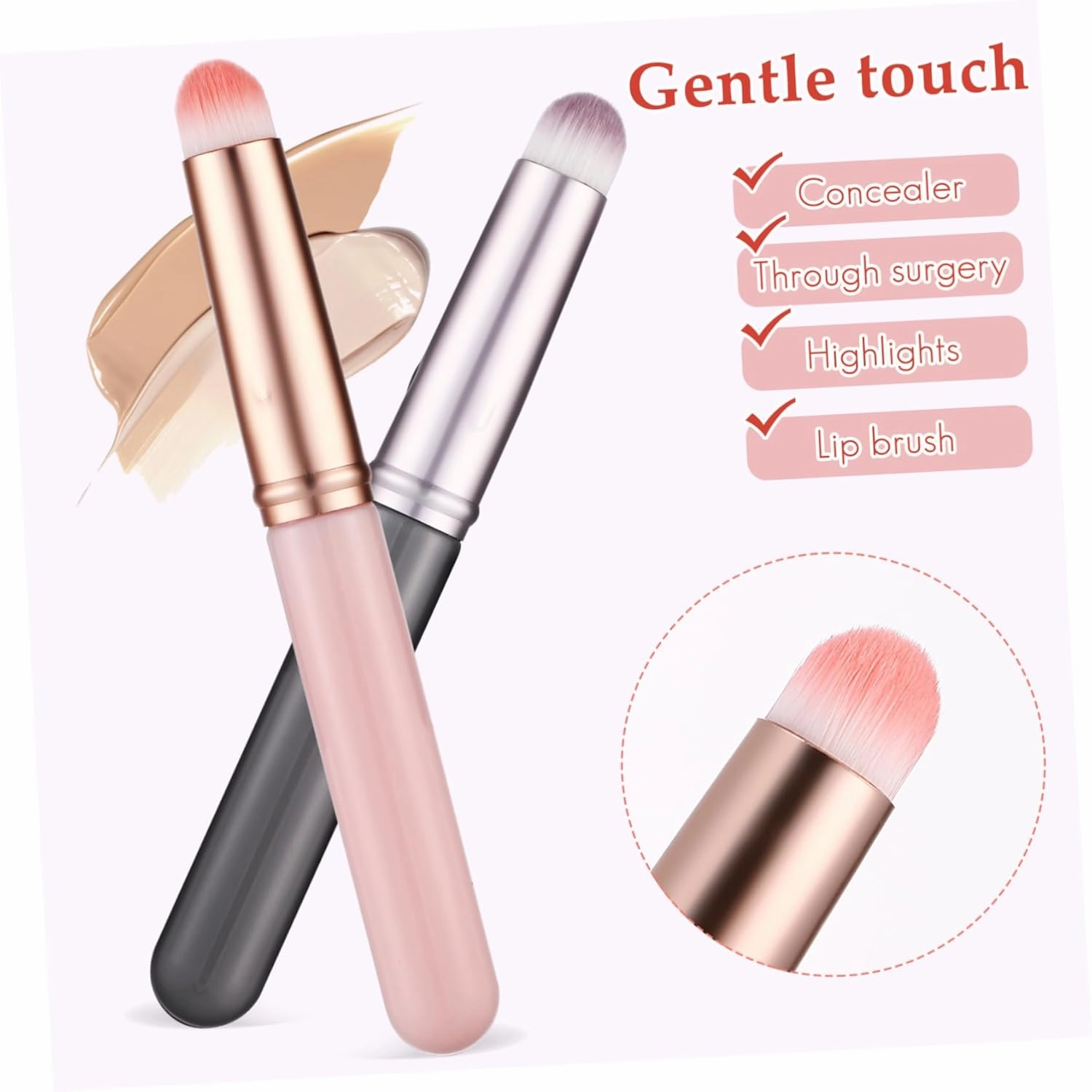 FRCOLOR 15pcs Concealer Brushes Caps Soft Synthetic Lip Applicator for Precise Makeup Travel-friendly Cosmetic Tools for Beginners