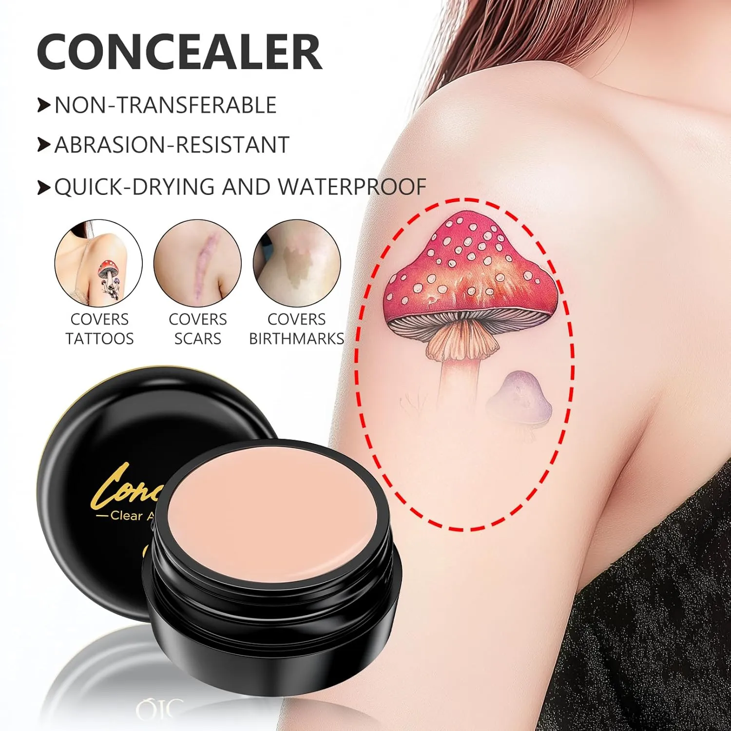 Full Coverage Concealer Cream,Waterproof Long-Lasting Hydrating Concealer for Women (130, 1.36 Fl Oz)