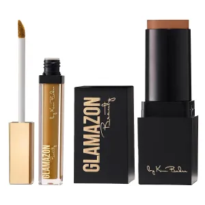 Glamazon Second to None Foundation Stick   Concealer Bundle, Bronze Sable & Honey Suckle, Lightweight Buildable Coverage, Long-Lasting Full Coverage Brightening Concealer