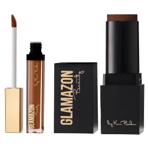 Glamazon Second to None Foundation Stick   Concealer Bundle, Chocolate Expresso & Cocoa, Lightweight Buildable Coverage, Long-Lasting Full Coverage Brightening Concealer