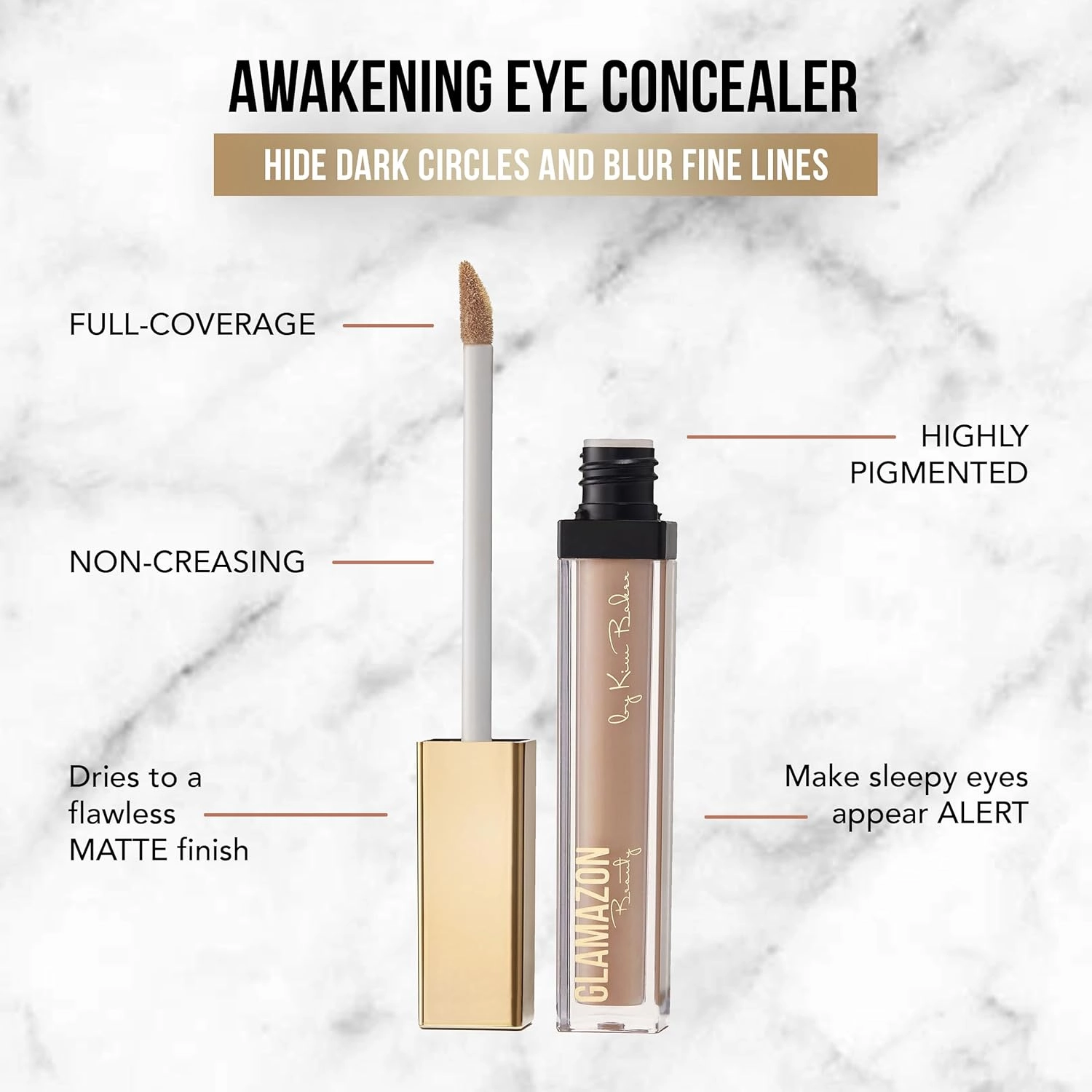 Glamazon Second to None Concealer, Cashew, Awakening Eye Cover Up, Non-Creasing, Full Coverage