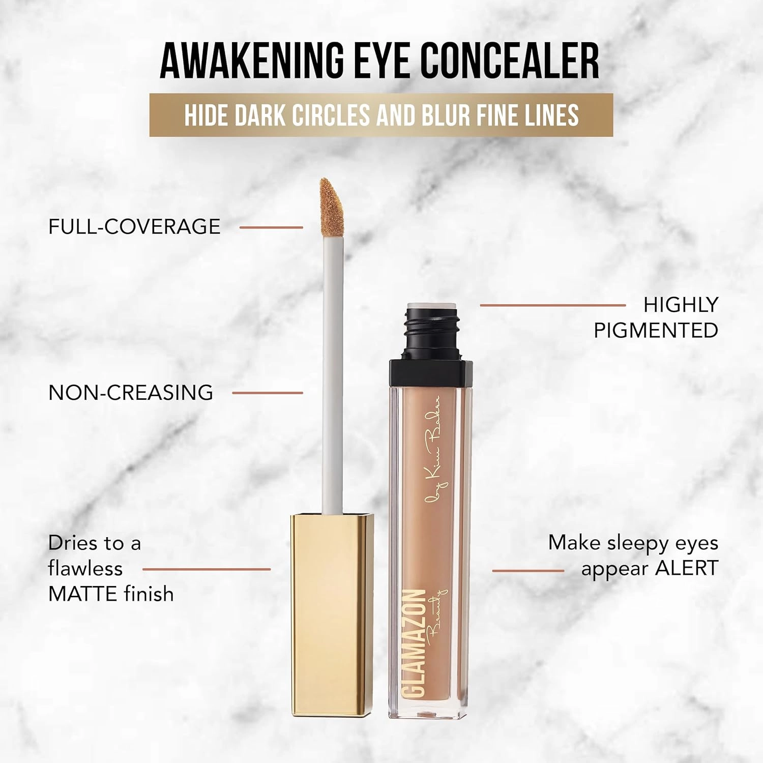 Glamazon Second to None Concealer, Honey Suckle, Awakening Eye Cover Up, Non-Creasing, Full Coverage