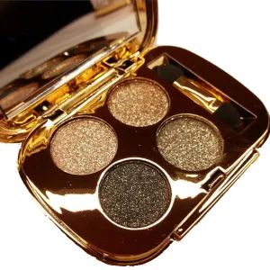 Glitter Eyeshadow Palette Makeup Set,4 Colors Shimmer Eyeshadow Palette Gold Eyeshadow Highly Pigmented Long Lasting Waterproof Sweatproof Professional Nude Eyeshadow Palette Make Up Palettes(6#)