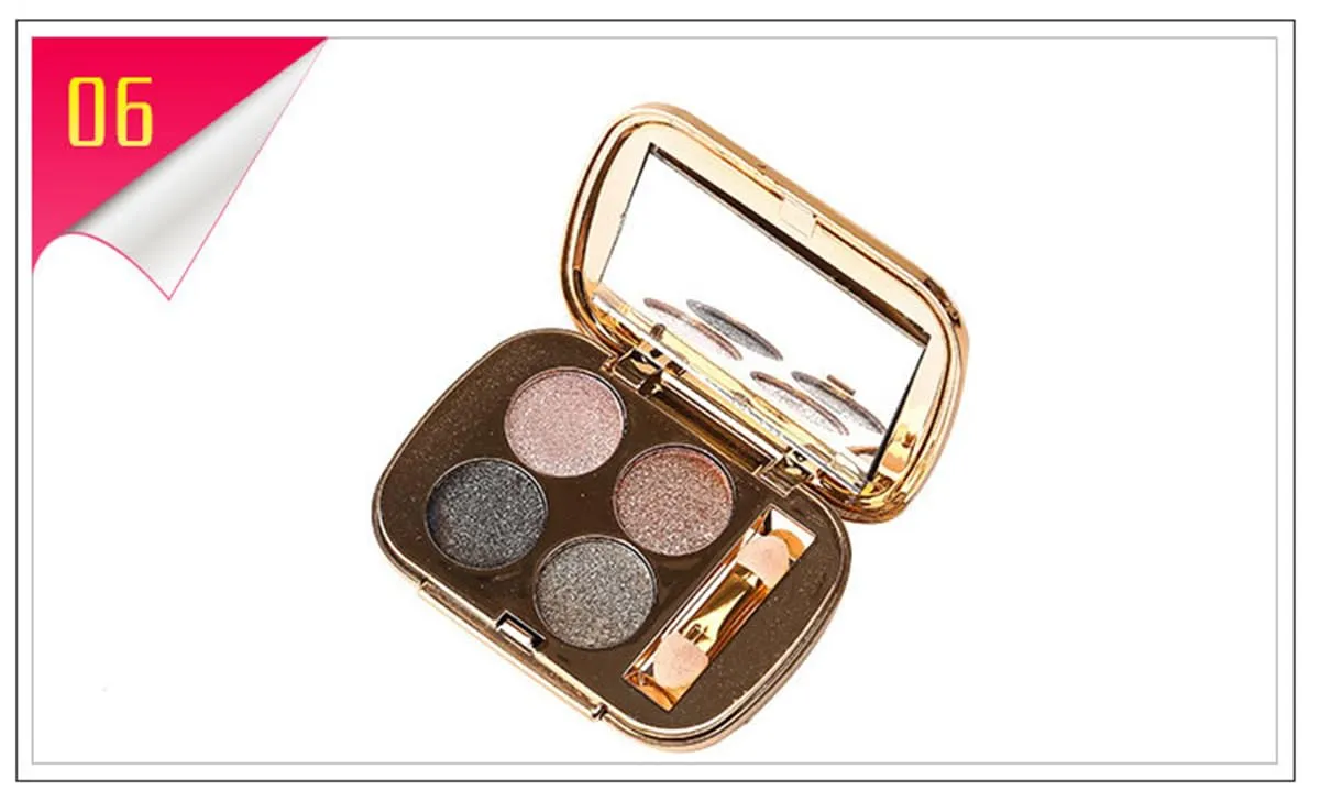 Glitter Eyeshadow Palette Makeup Set,4 Colors Shimmer Eyeshadow Palette Gold Eyeshadow Highly Pigmented Long Lasting Waterproof Sweatproof Professional Nude Eyeshadow Palette Make Up Palettes(6#)