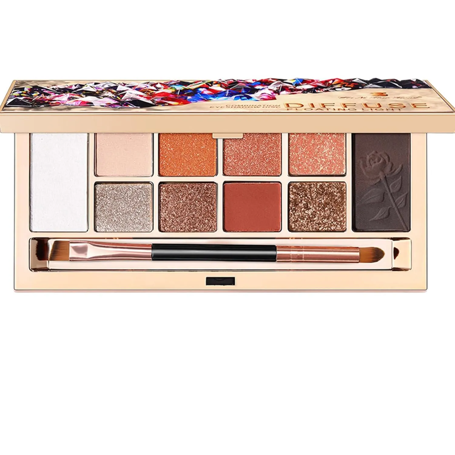 Glitter Eyeshadow Palette Sparkle Eyeshadow Shimmer Eyeshadow Palette,10 Ultra-Pigmented Matte & Shimmer Finishes&Shades,Long-Lasting&Blendable Make Up Palettes for Women (2#)