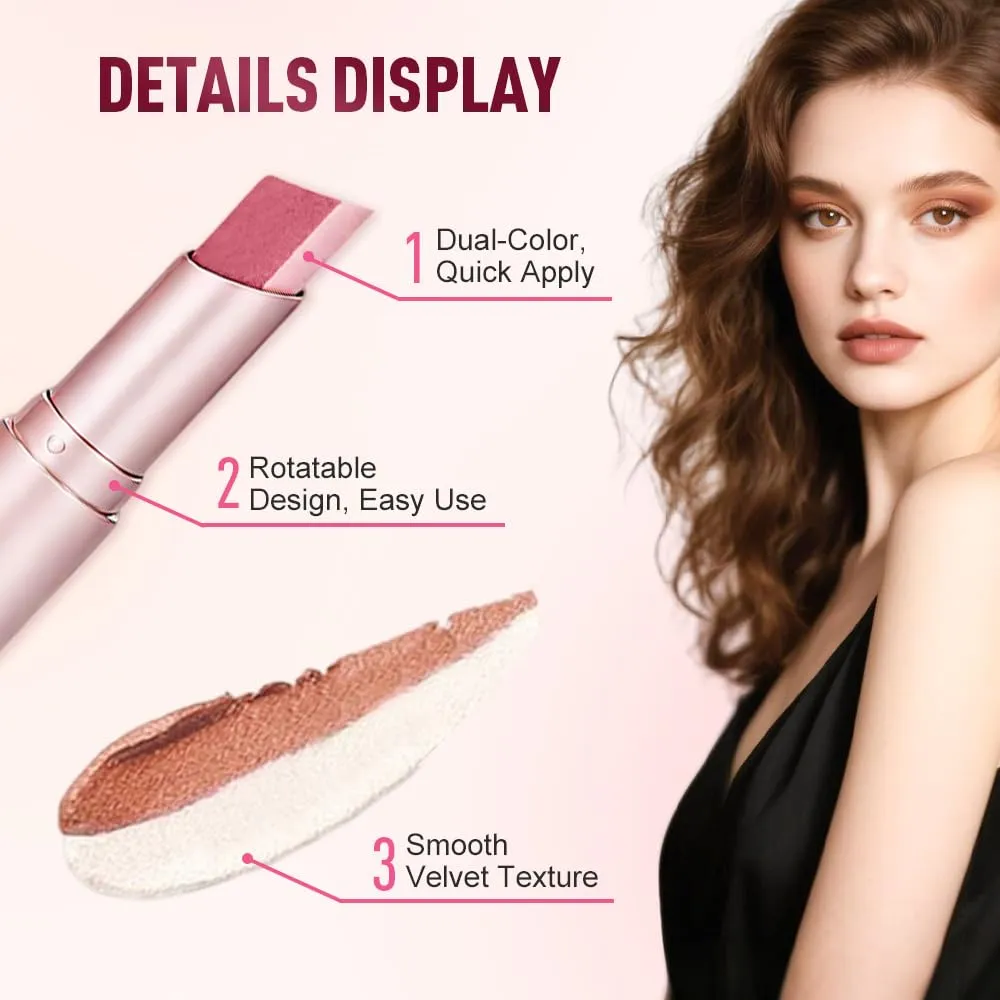Glitter Gradient Eyeshadow Stick, 2025 Premium Waterproof Dual Color Gradient Stick Eye shadow Pen for Women, Long-lasting Eyeshadow Crayon Eye Make Up Tool for Beginners (01#)
