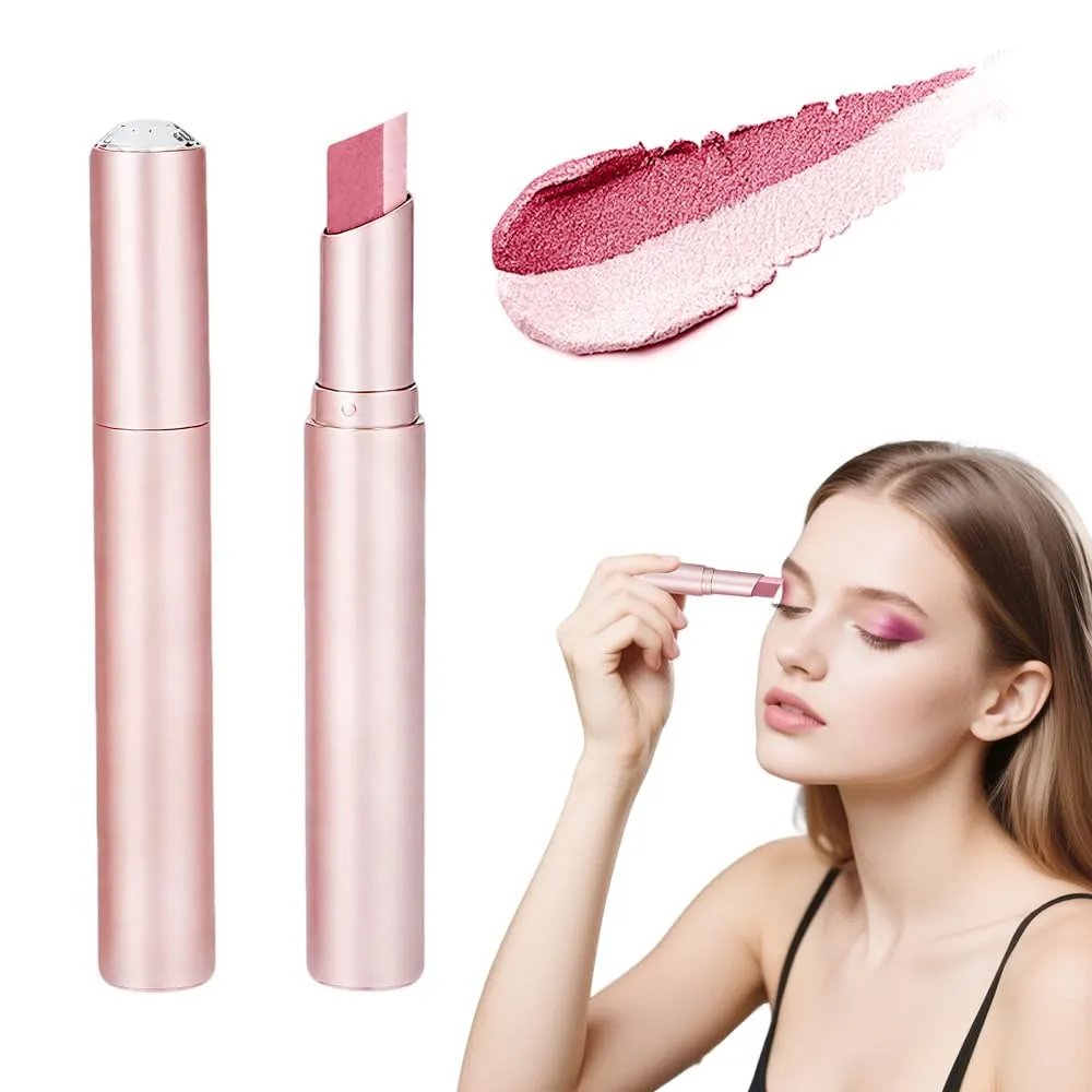 Glitter Gradient Eyeshadow Stick, 2025 Premium Waterproof Dual Color Gradient Stick Eye shadow Pen for Women, Long-lasting Eyeshadow Crayon Eye Make Up Tool for Beginners (01#)