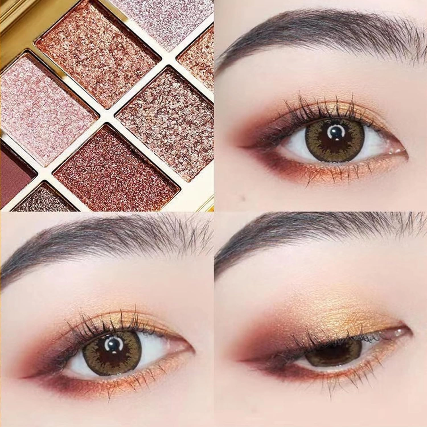 Glitter Eyeshadow Palette,10 Colors Shimmer Eyeshadow Palette Gold Eyeshadow Highly Pigmented Long Lasting Waterproof Sweatproof Eye Shadow Palette Makeup for Women Eye Shadow Palette Makeup (1#)