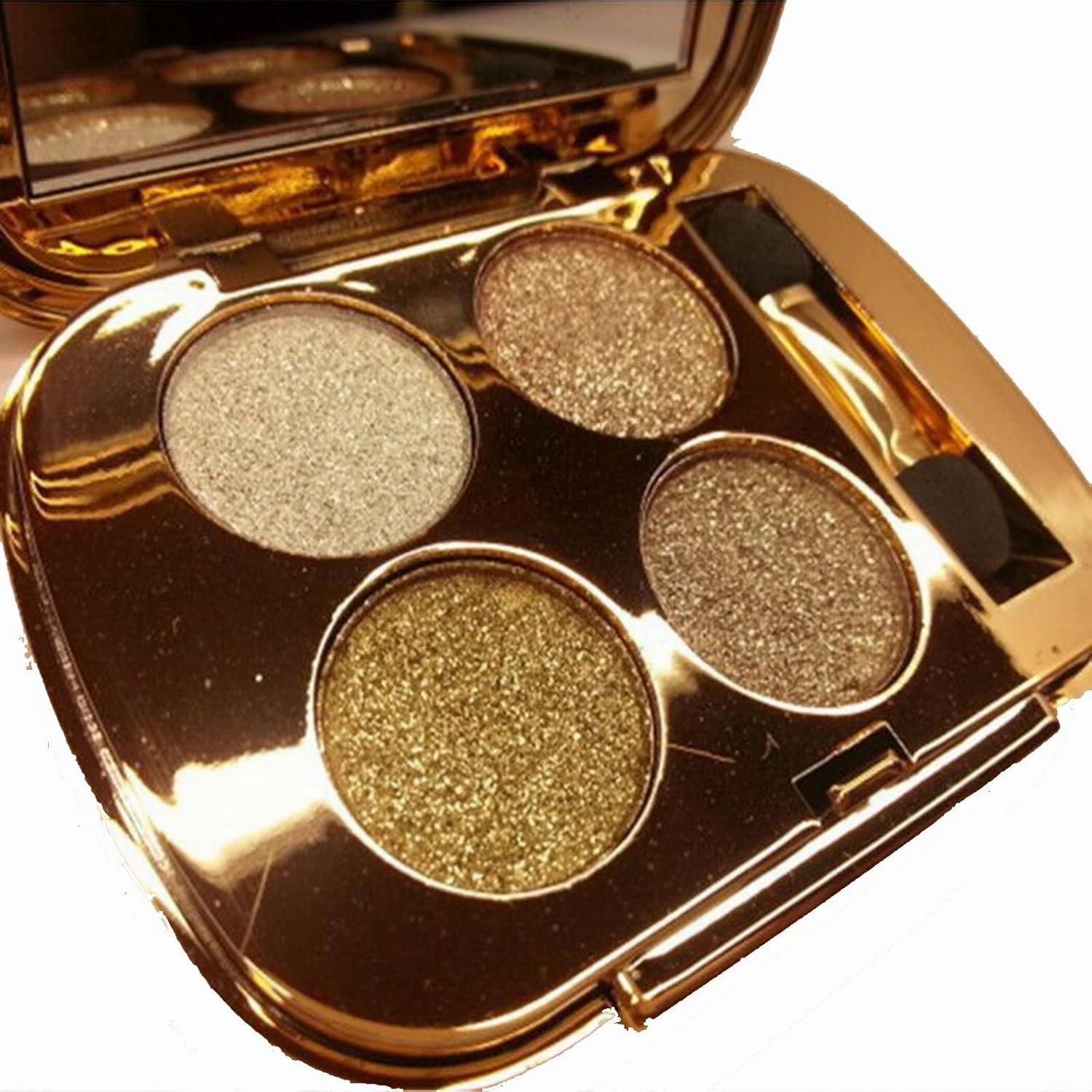Glitter Eyeshadow Palette, 4 Colors, Shimmer, Gold, Highly Pigmented, Long Lasting, Waterproof, Sweatproof, Professional, Nude