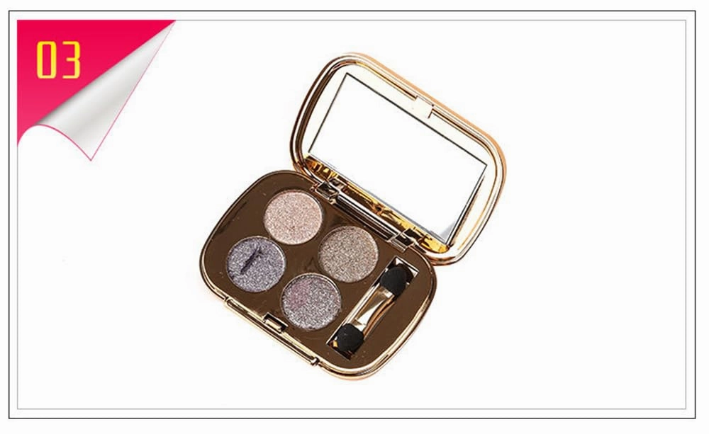 Glitter Eyeshadow Palette Makeup Set,4 Colors Shimmer Eyeshadow Palette Gold Eyeshadow Highly Pigmented Long Lasting Waterproof Sweatproof Professional Nude Eyeshadow Palette Make Up Palettes(3#)