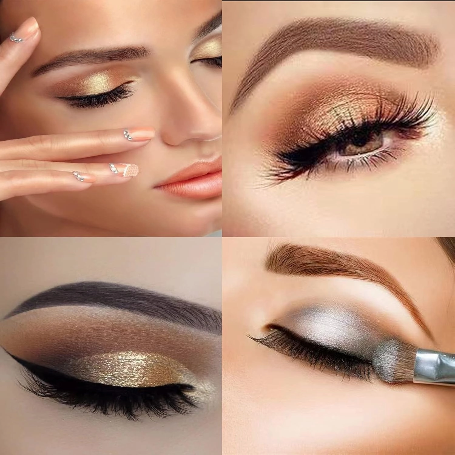 Glitter Eyeshadow Palette Makeup Set,4 Colors Shimmer Eyeshadow Palette Gold Eyeshadow Highly Pigmented Long Lasting Waterproof Sweatproof Professional Nude Eyeshadow Palette Make Up Palettes(3#)