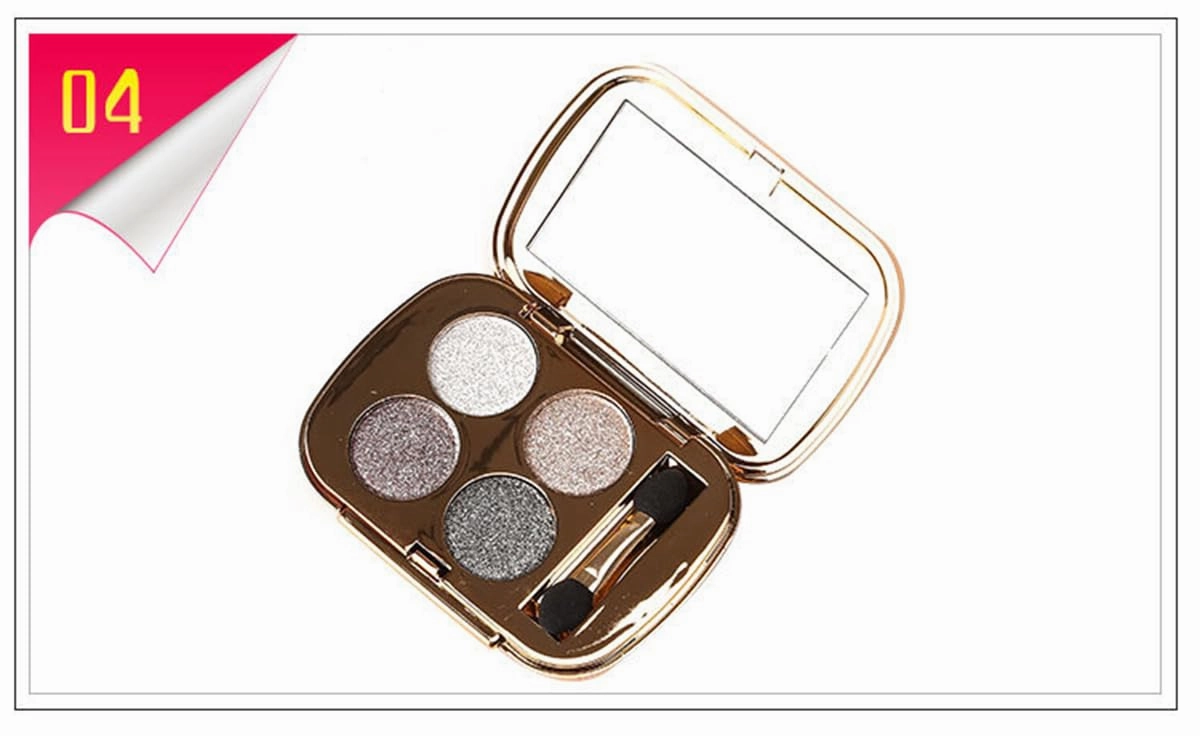 Glitter Eyeshadow Palette Makeup Set,4 Colors Shimmer Eyeshadow Palette Gold Eyeshadow Highly Pigmented Long Lasting Waterproof Sweatproof Professional Nude Eyeshadow Palette Make Up Palettes (4#)