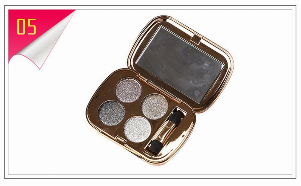 Glitter Eyeshadow Palette Makeup Set,4 Colors Shimmer Eyeshadow Palette Gold Eyeshadow Highly Pigmented Long Lasting Waterproof Sweatproof Professional Nude Eyeshadow Palette Make Up Palettes(5#)