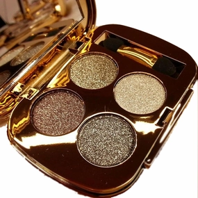 Glitter Eyeshadow Palette Makeup Set,4 Colors Shimmer Eyeshadow Palette Gold Eyeshadow Highly Pigmented Long Lasting Waterproof Sweatproof Professional Nude Eyeshadow Palette Make Up Palettes(5#)