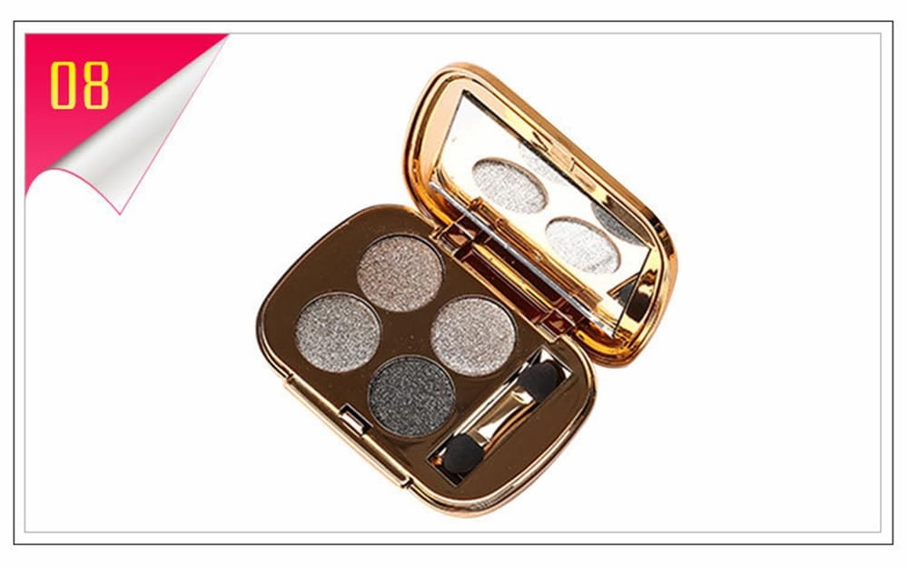 Glitter Eyeshadow Palette Makeup Set,4 Colors Shimmer Eyeshadow Palette Gold Eyeshadow Highly Pigmented Long Lasting Waterproof Sweatproof Professional Nude Eyeshadow Palette Make Up Palettes(8#)