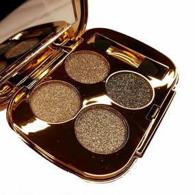Glitter Eyeshadow Palette Makeup Set,4 Colors Shimmer Eyeshadow Palette Gold Eyeshadow Highly Pigmented Long Lasting Waterproof Sweatproof Professional Nude Eyeshadow Palette Make Up Palettes(8#)